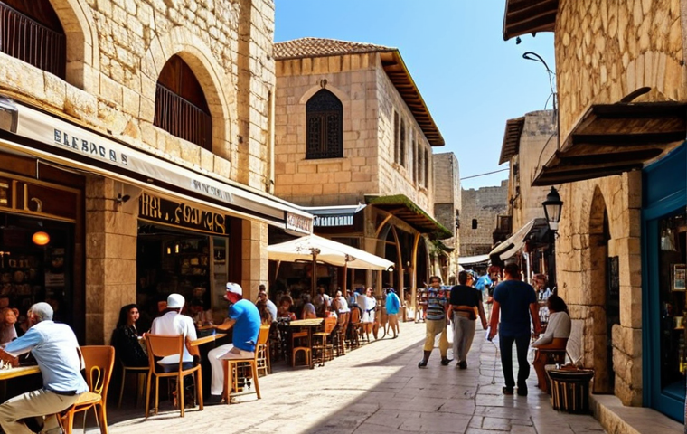 **

"A bustling street scene in Byblos, Lebanon. Ancient Roman ruins are visible alongside modern shops and cafes. Show the intersection of different cultures and historical periods. Warm, sunny lighting. Focus on the architectural contrast and diverse crowds."

**